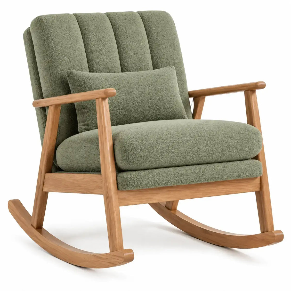 Cadeira de baloiço com encosto de costuras verticais - Verde/castanho